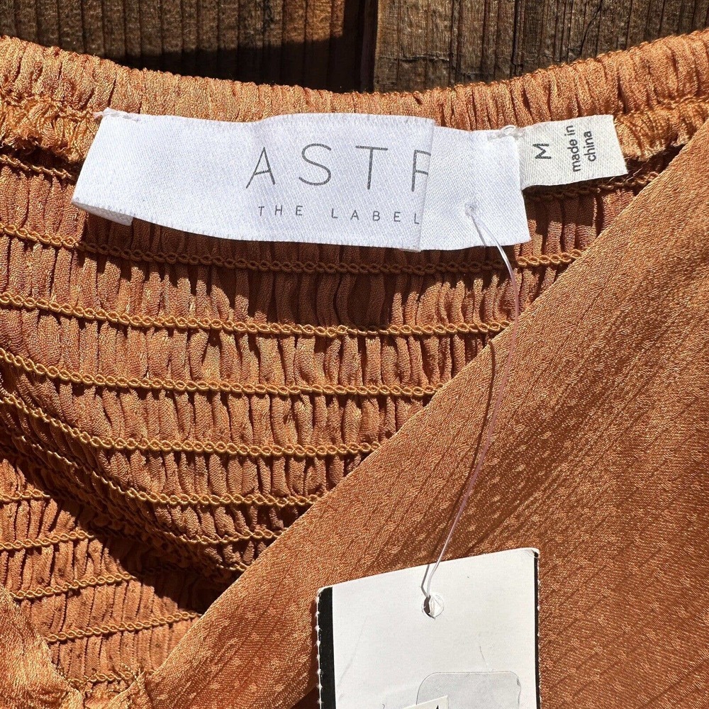 NWT ASTR the label LOVE SONG RUCHED FRONT LONG SLEEVE TOP Apricot Med - Picture 4 of 9